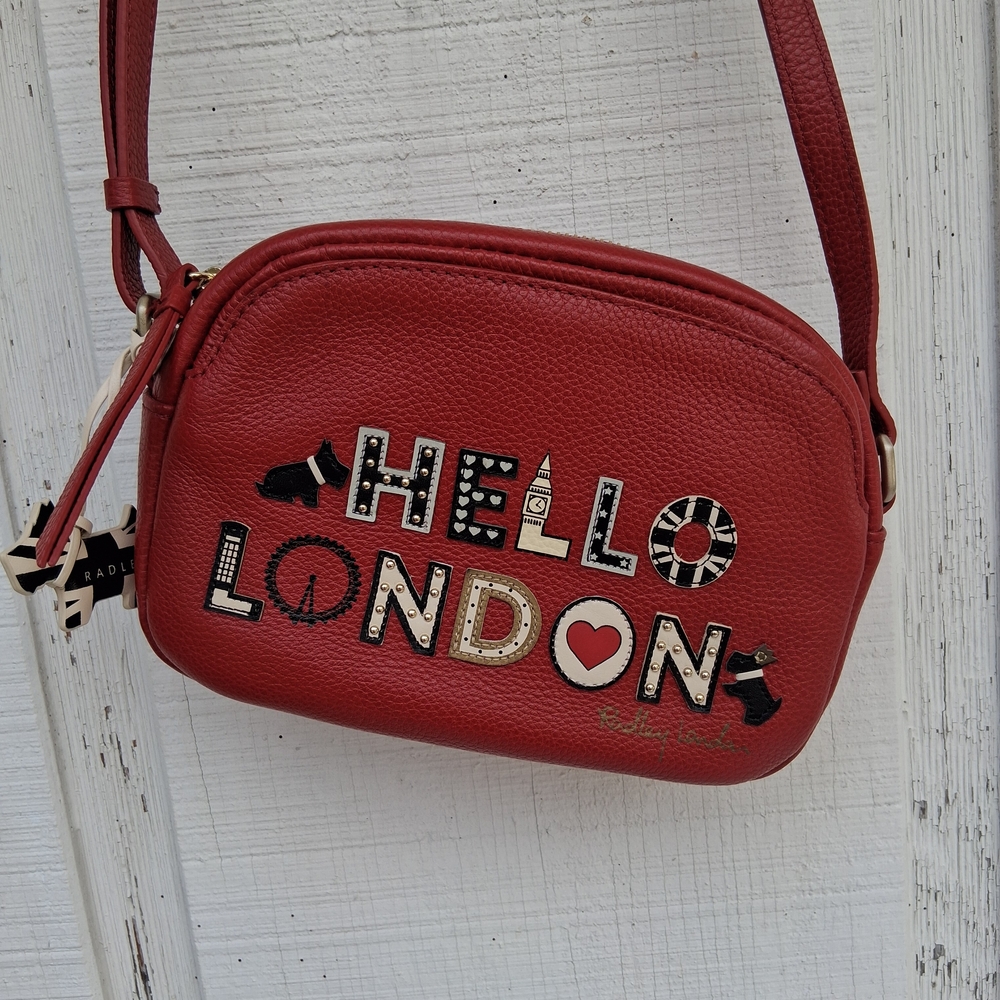 RADLEY LONDON Red Crossbody Bag with Hello London Design - Picture 9 of 16